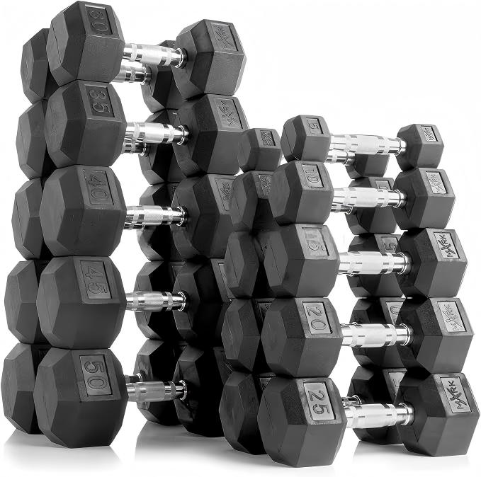 Home Gym Build - Premium Rubber Coated Hex Dumbbells 5LB-100LB