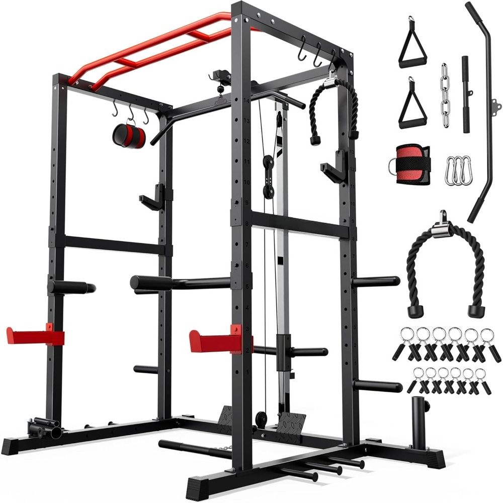 Pulley Home Gym - Multi-Functional Power Cage Squat Rack with