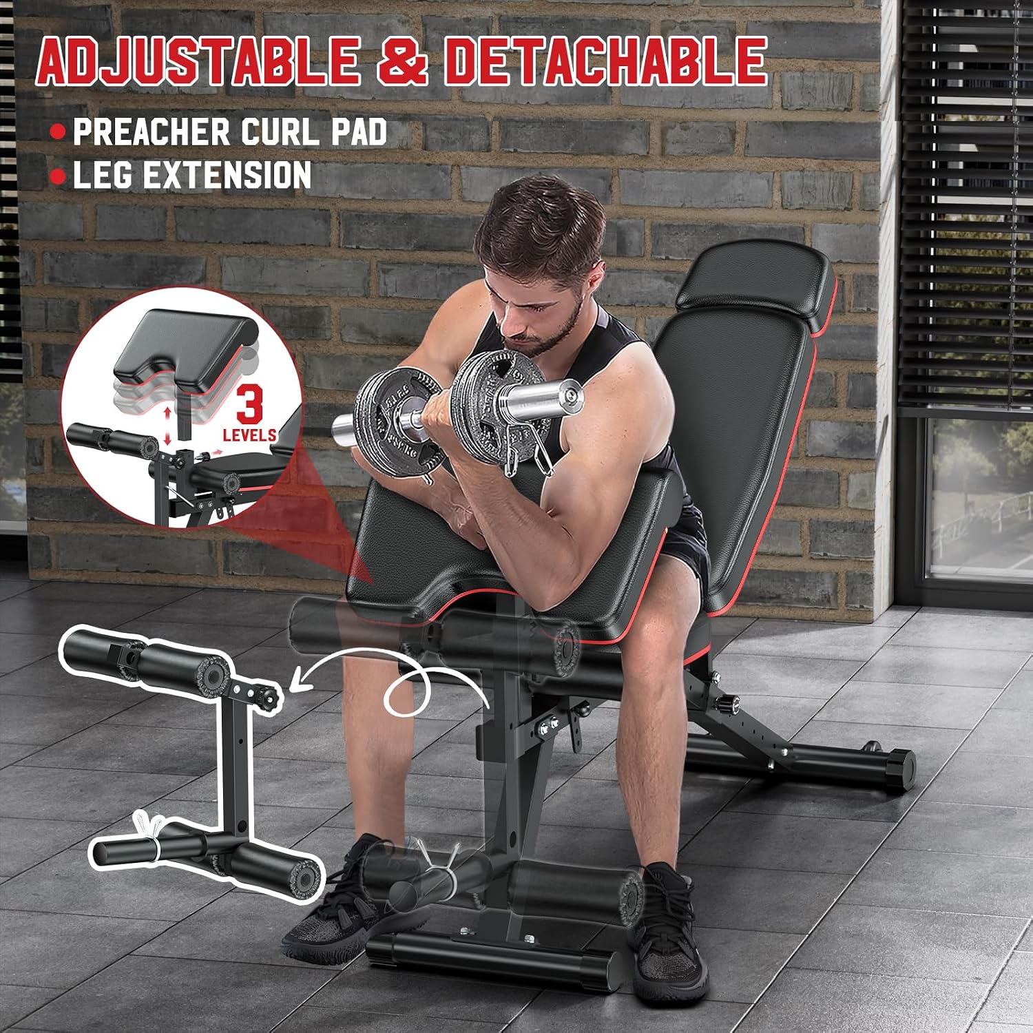 Adjustable Weight Bench with L - đánh giá và giá Home Gym Leg Extension