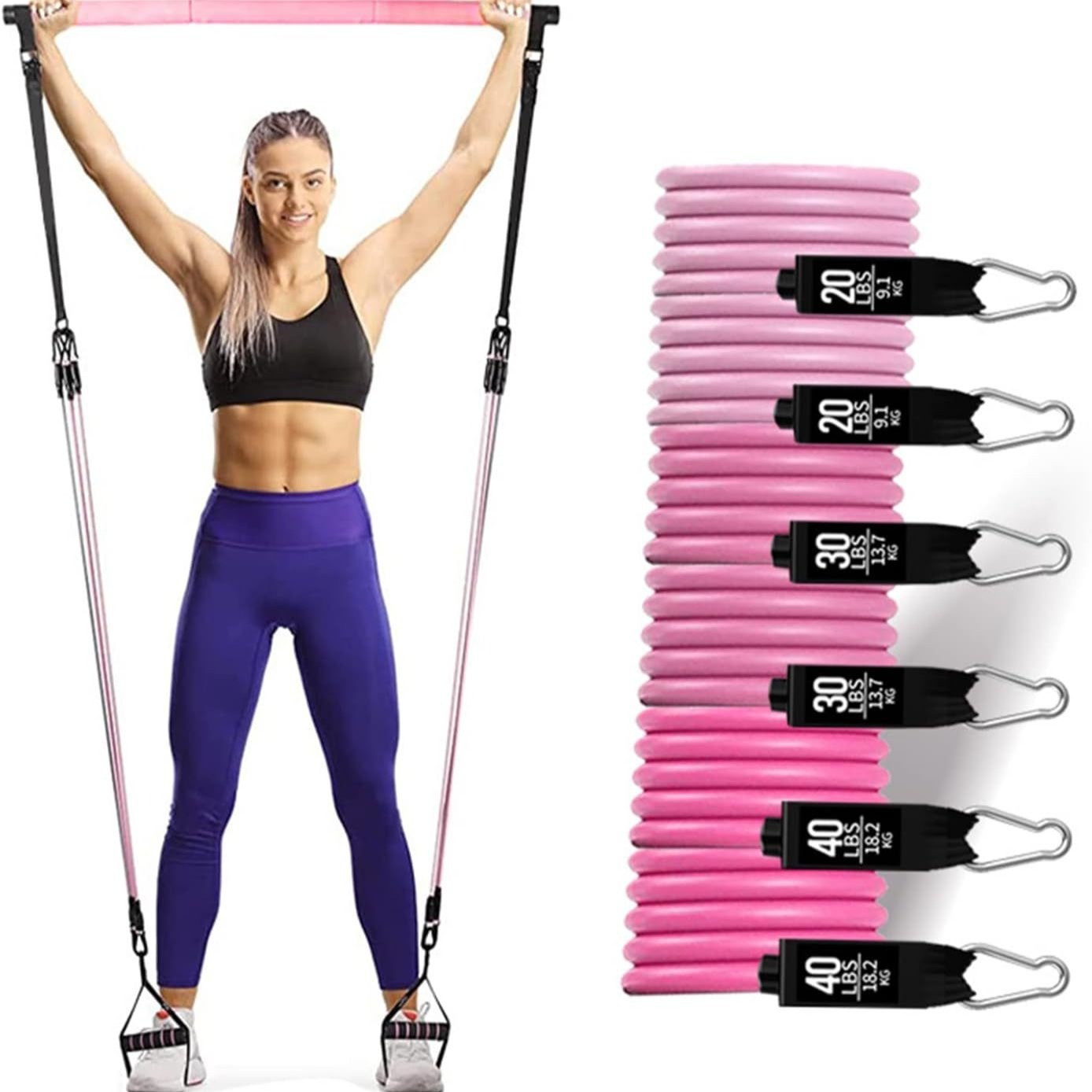 180lbs Resistance Bands with A - đánh giá và giá Home Gym Full Setup